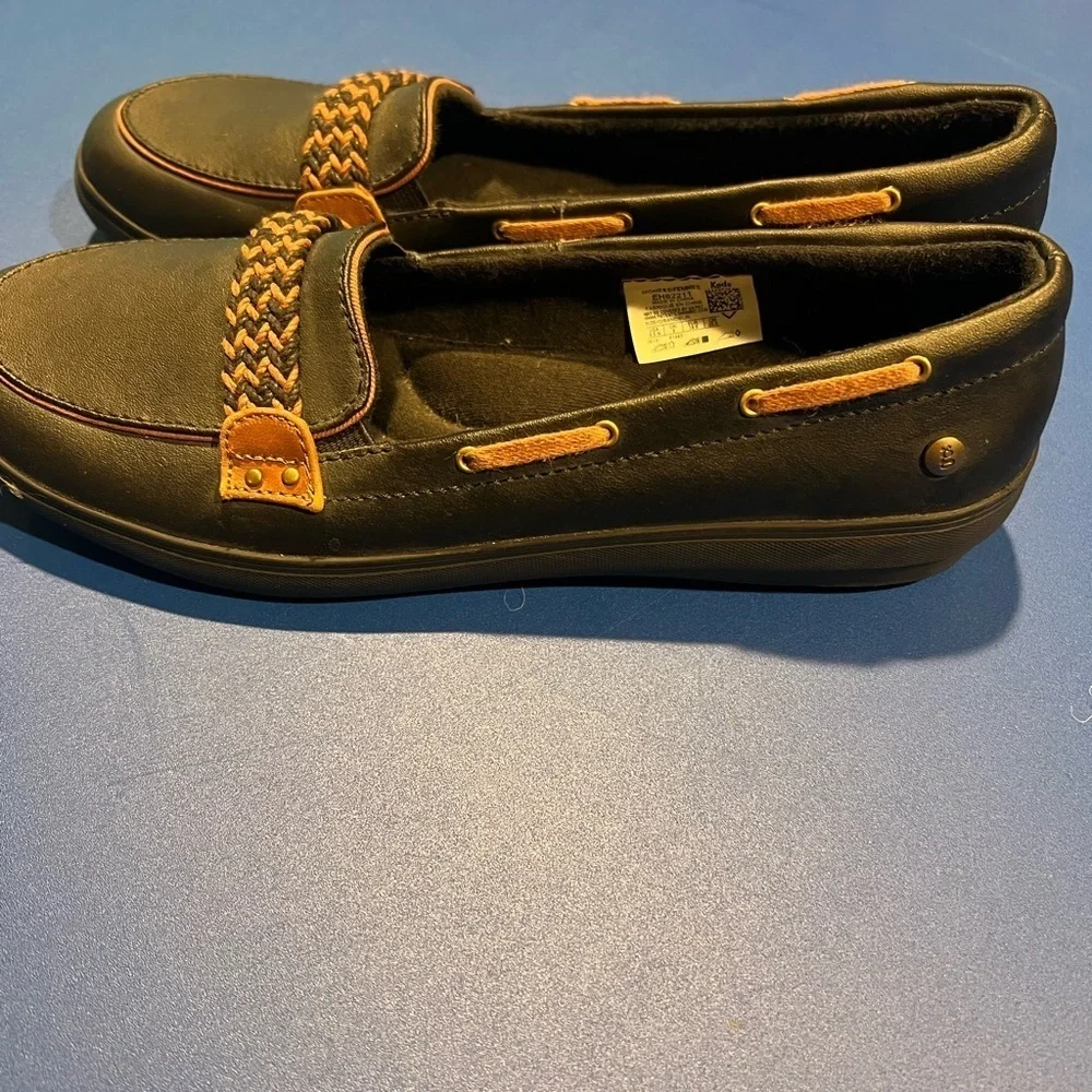 Grasshopper's Women's Memory Deluxe Boat Slip-In Shoes Brown Black Size 8.5